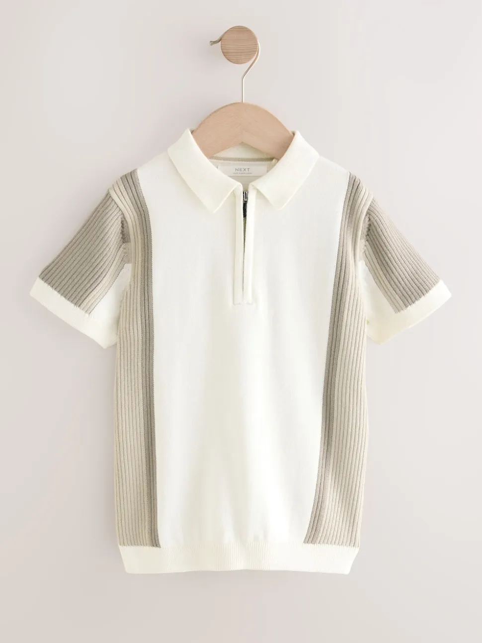 Bloc de couleur neutre - Polos tricotés à col zippé (3-16yrs)