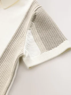 Bloc de couleur neutre - Polos tricotés à col zippé (3-16yrs)