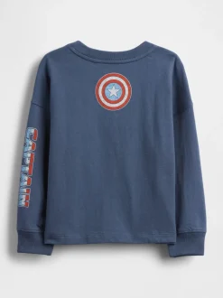 Blue Captain Amérique - T-shirt Gap Marvel graphique (6mois-5ans)