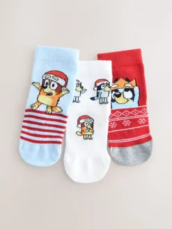 Bluey - Lot de 3 chaussettes de Noël en coton Character