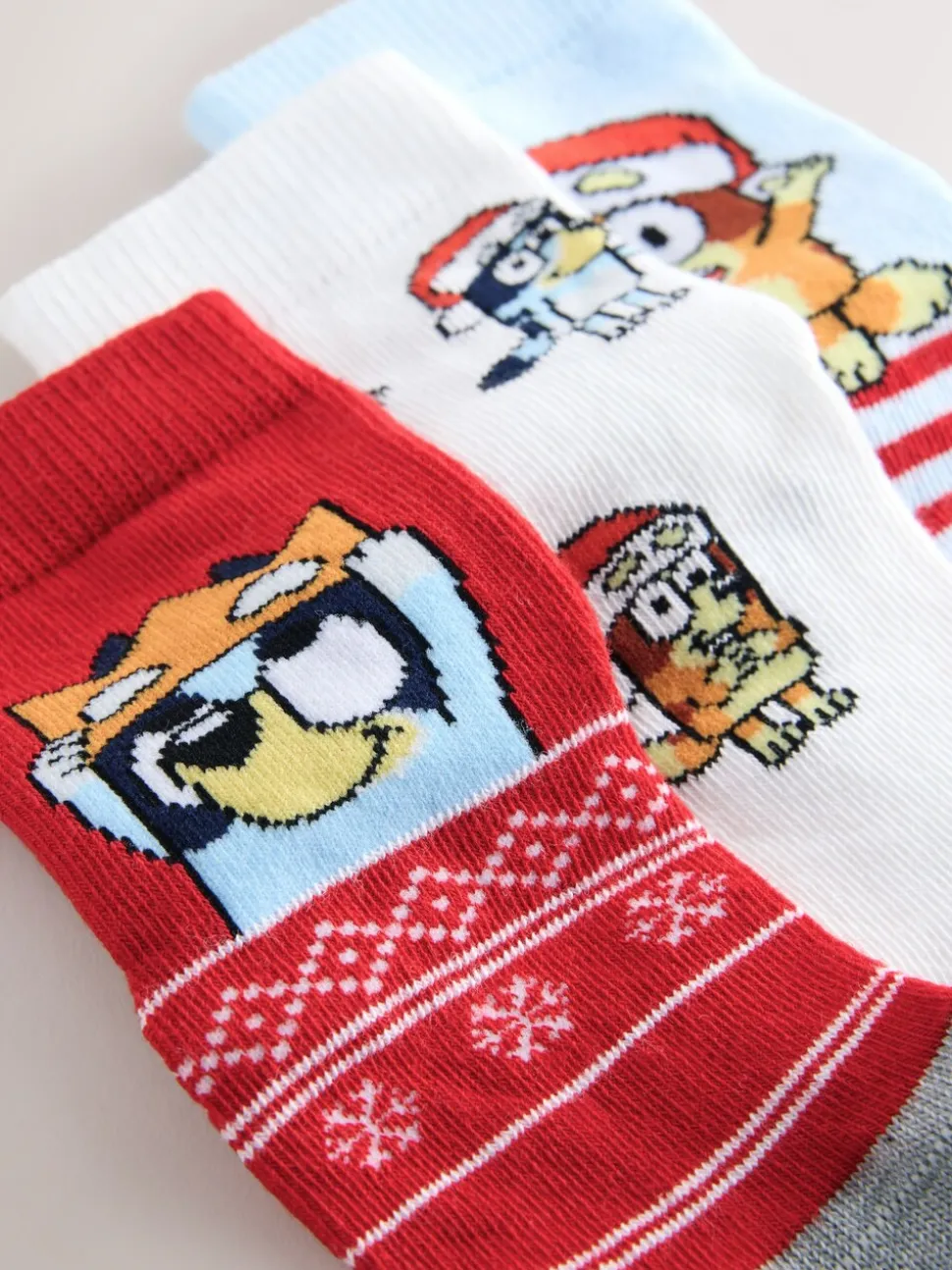 Bluey - Lot de 3 chaussettes de Noël en coton Character
