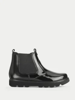 Bottes Start-Rite Carnaby noires vernies épaisses Chelsea style fille