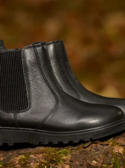 Bottes Toezone Dakota Boys en cuir et cheville zippée noires
