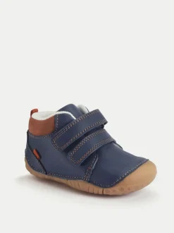 Bottes/Bottines Start-Rite Bébé Bleu Pip en cuir à double bande anti-déchirure