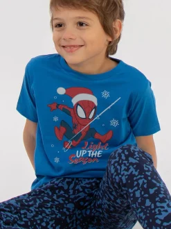 Brands In GARÇON Pyjamas Marvel Spider-Man Light Up The Season Royal Camouflage 100% Coton