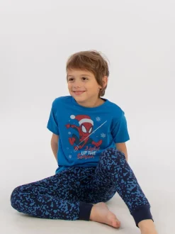 Brands In GARÇON Pyjamas Marvel Spider-Man Light Up The Season Royal Camouflage 100% Coton