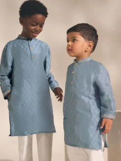 Brodé feuille bleue - Eid Kurta (3mths-16yrs)