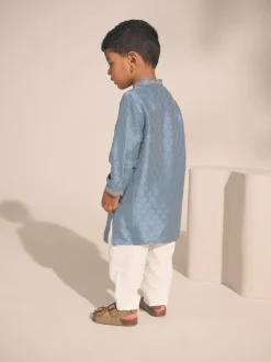 Brodé feuille bleue - Eid Kurta (3mths-16yrs)
