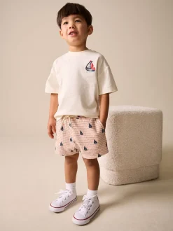 Broderie bateau blanche - Ensemble T-shirt et short Manches courtes (3mths-7yrs)