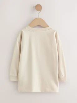 Broderie Nourriture Minéraux Personnage - Lot de 4 t-shirts imprimés graphiques à manches longues (3mois-7ans)