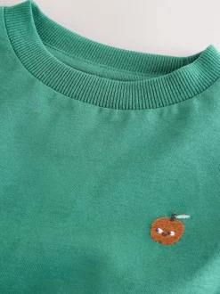 Broderie Nourriture Minéraux Personnage - Lot de 4 t-shirts imprimés graphiques à manches longues (3mois-7ans)