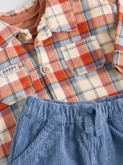 Brown/Marine - Ensemble 3 pièces bébé veste-chemise et pantalons (0mois-2ans)