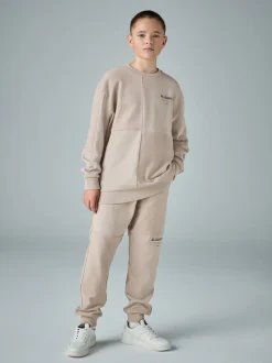 Brun clair - Ensemble sweat-shirt et joggings smALLSAINTS Underground oversize à empiècement texturé