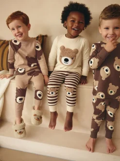 Brun/Crème - Lot de 3 pyjamas Snuggle (9mois-6ans)