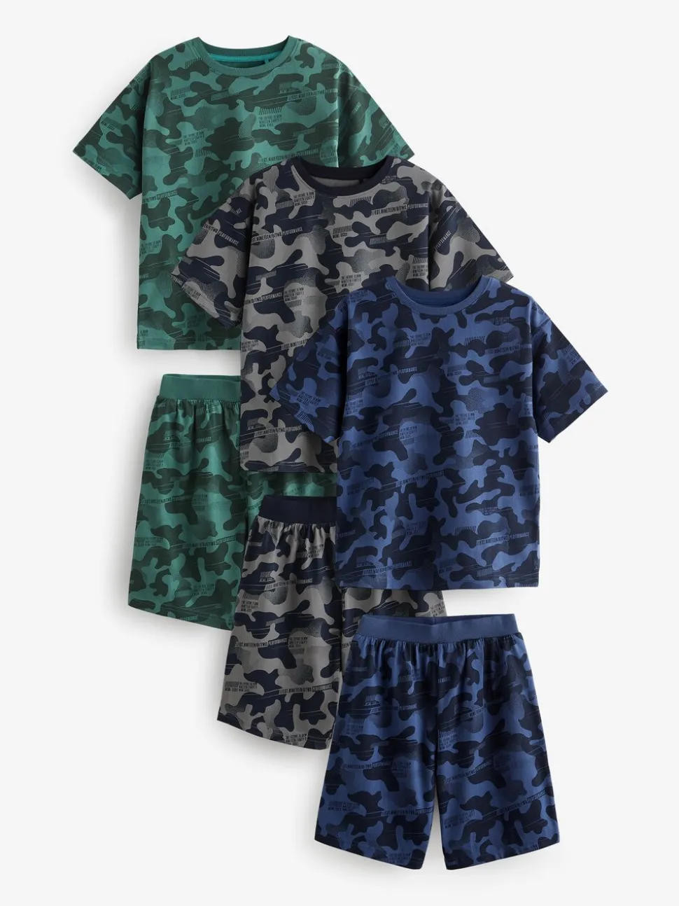 Camouflage bleu/gris/vert - Pyjama court 3 Pack (3-16ans)