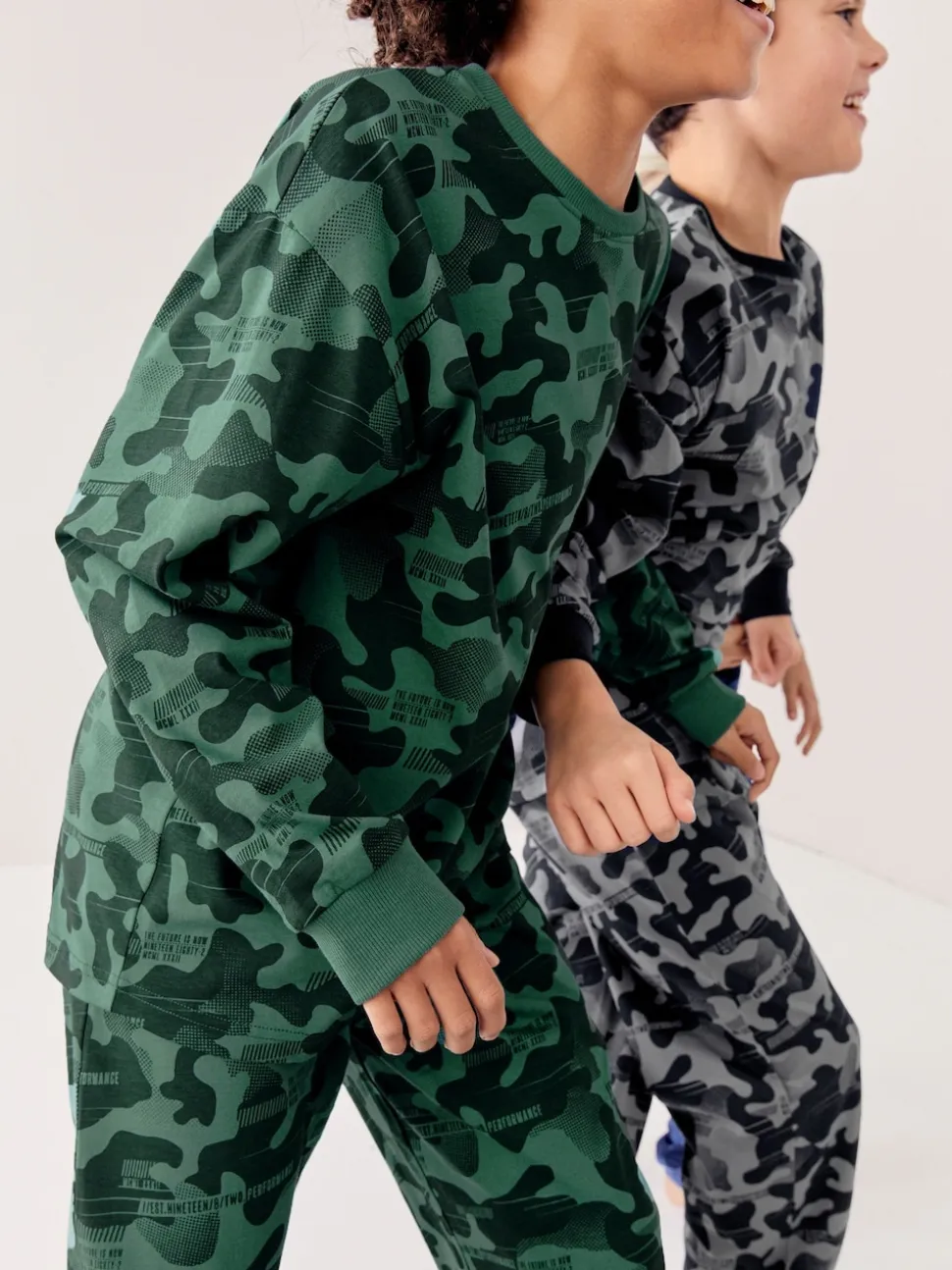 Camouflage gris/bleu/vert - Lot de 3 pyjamas à manches longues (3-16ans)