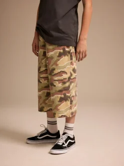 Camouflage vert/marron - Short en denim 100% coton extra long (3-16ans)