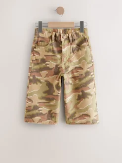 Camouflage vert/marron - Short en denim 100% coton extra long (3-16ans)
