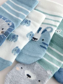 Caractère bleu - Lot de 5 chaussettes pour bébé (0mois-2ans)