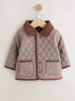 Carreaux Marron Heritage - Veste matelassée à col en velours côtelé pour bébé (0mois2ans)