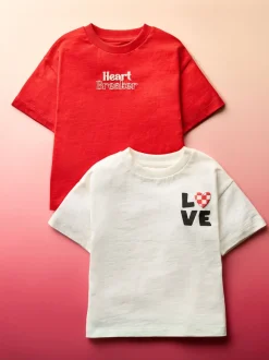 Casse-cœur Rouge - T-shirt de Saint-Valentin à manches courtes (3mois à7ans)