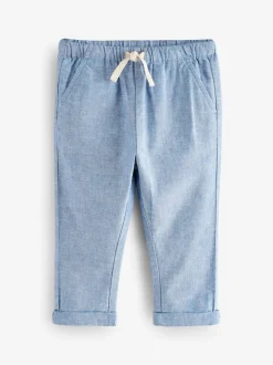 Chambray bleu - Pantalon en lin Blend à enfiler (3mois-7ans)