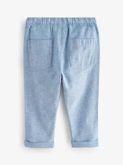 Chambray bleu - Pantalon en lin Blend à enfiler (3mois-7ans)