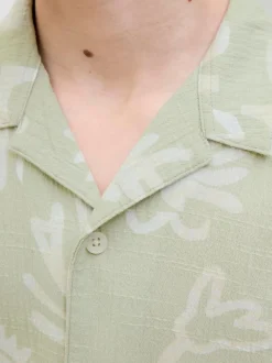 Chemise JACK & JONES Junior verte 100% coton à manches courtes imprimée