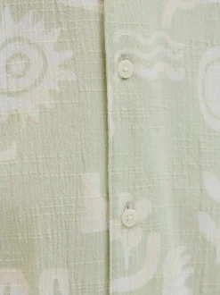 Chemise JACK & JONES Junior verte 100% coton à manches courtes imprimée