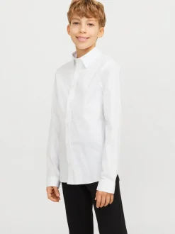 Chemise JACK & JONES Junior stretch à manches longues blanche