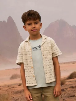 Chemise Name It en coton au crochet boutonnée à col cubain