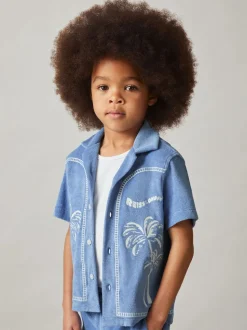 Chemise Reiss Barnes en tissu éponge brodé palmier