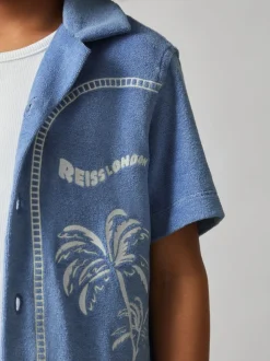 Chemise Reiss Barnes en tissu éponge brodé palmier