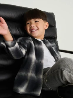 Chèque Mono Core - Chemise à carreaux avec col de baseball à manches longues (3mois7ans)