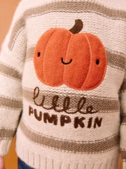 Citrouille neutre - Pull à col rond en maille d’Halloween (3mois à7ans)