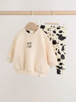 Club du lait neutre/vache imprimé - Ensemble bébé sweat et legging (0mois-2ans)