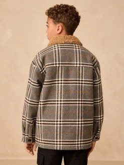 Col Gris À carreaux borg - Veste-chemise doublée (3-16ans)
