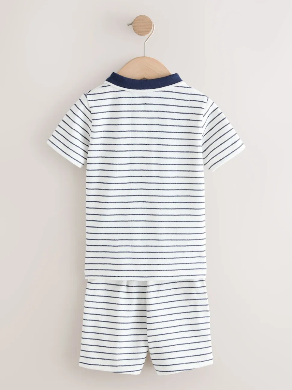Col zippé à rayures bleu marine et blanc - Ensemble polos et shorts de manches (3mois-7ans)