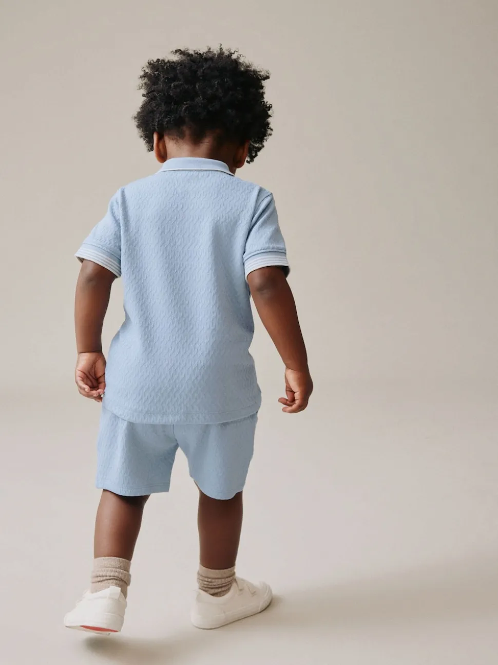 Col zippé bleu - Ensemble polos et shorts de manches (3mois-7ans)