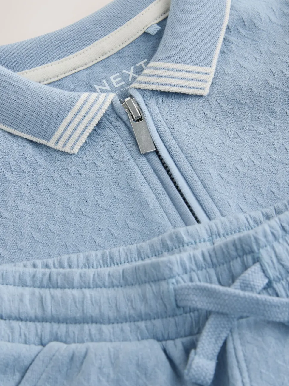 Col zippé bleu - Ensemble polos et shorts de manches (3mois-7ans)