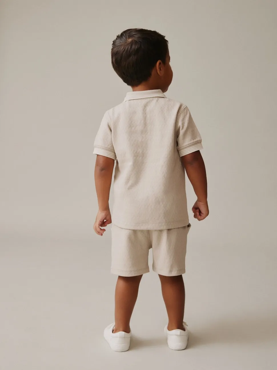 Col zippé neutre - Ensemble polos et shorts de manches (3mois-7ans)