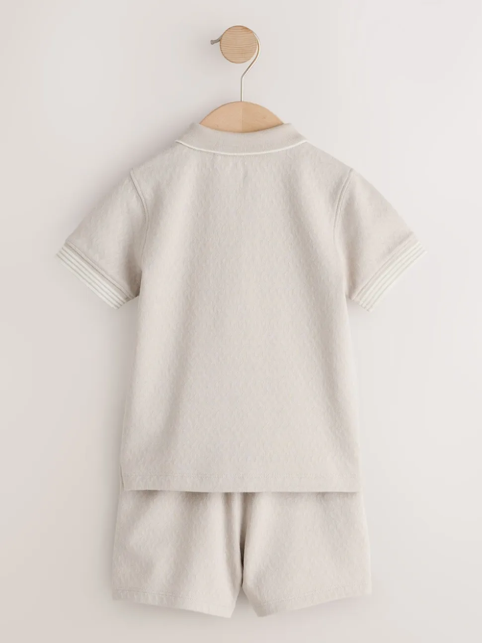 Col zippé neutre - Ensemble polos et shorts de manches (3mois-7ans)