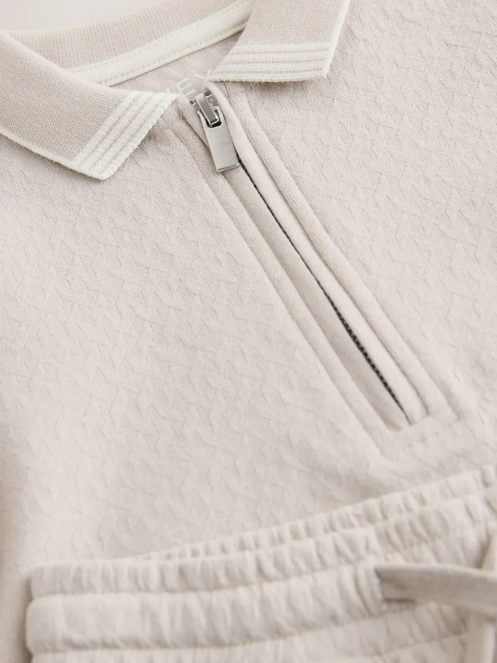 Col zippé neutre - Ensemble polos et shorts de manches (3mois-7ans)