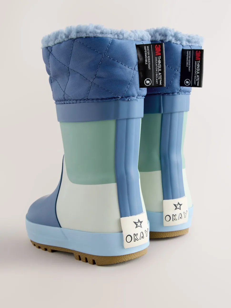 color block bleu - Bottes en caoutchouc thermique Thinsulate™ avec extrémité doublée
