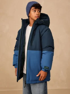 color block bleu - Manteau matelassé intérieur imperméable (3-16ans)