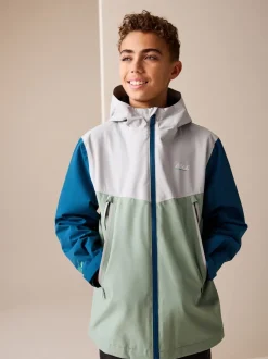 Color block bleu/vert - Veste à capuche imperméable doublée de polaire (3-17ans)