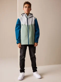 Color block bleu/vert - Veste à capuche imperméable doublée de polaire (3-17ans)