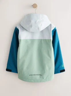 Color block bleu/vert - Veste à capuche imperméable doublée de polaire (3-17ans)