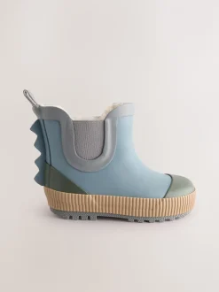 color block neutre Bleu - Bottines en caoutchouc avec doublure chaude