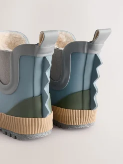 color block neutre Bleu - Bottines en caoutchouc avec doublure chaude